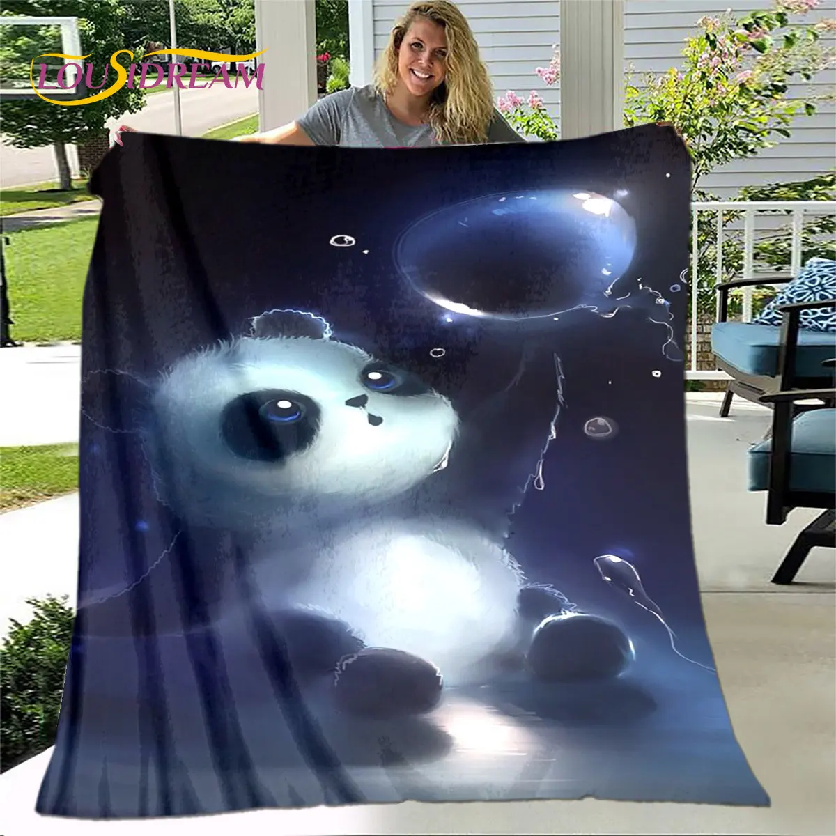 

3D Cartoon Cute Panda Blanket,Flannel Blanket Throw Blanket,Children's Soft Warm Blanket for Living Room Bedroom Beds Sofa Gift