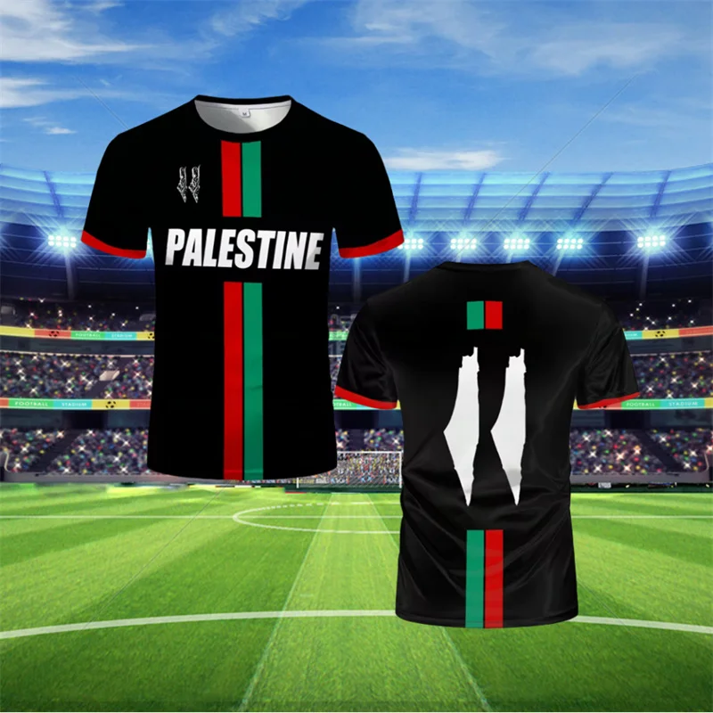 Palestine Football Jersey T Shirts Adult & Kids Light Luxury Digital Printed Soccer Uniforms Summer Mens Palestinian Flag Tees