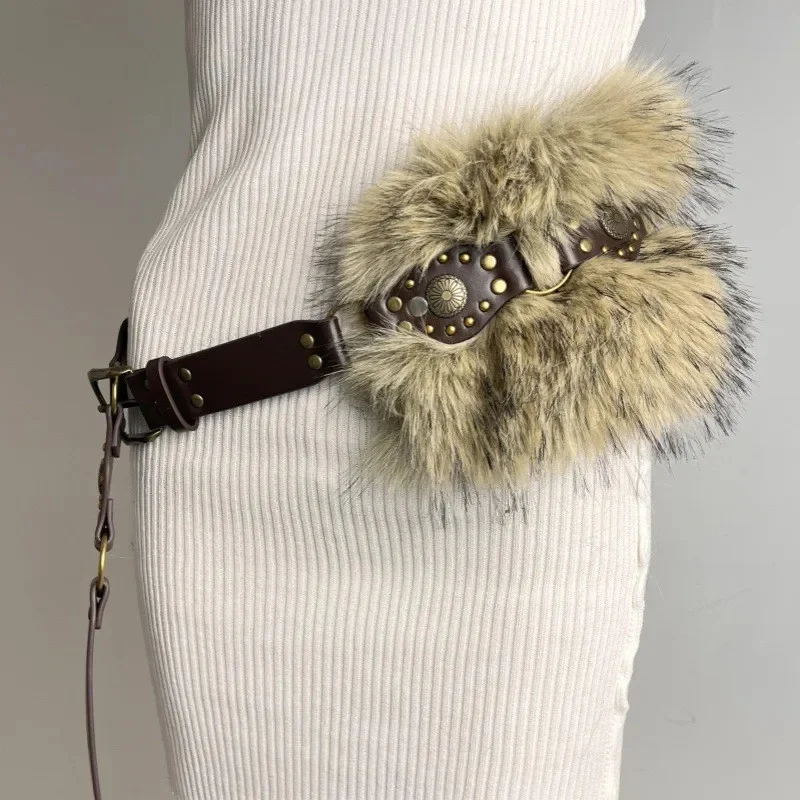 Vintage brown fur belt