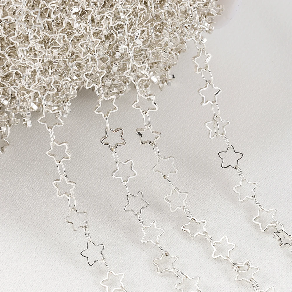 1 Meter 5mm Hohlstern-Kupferketten Gliederkette Handgefertigt DIY Halskette Armband Fußkettchen Schmuckherstellung Zubehör – Detail 9