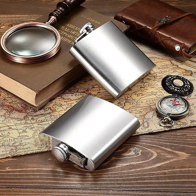 High Quality Stainless Steel Hip Flask Portable Container Whisky Flagon Convenient Leakproof Drinking Bottle Outdoor Hip Flask 2