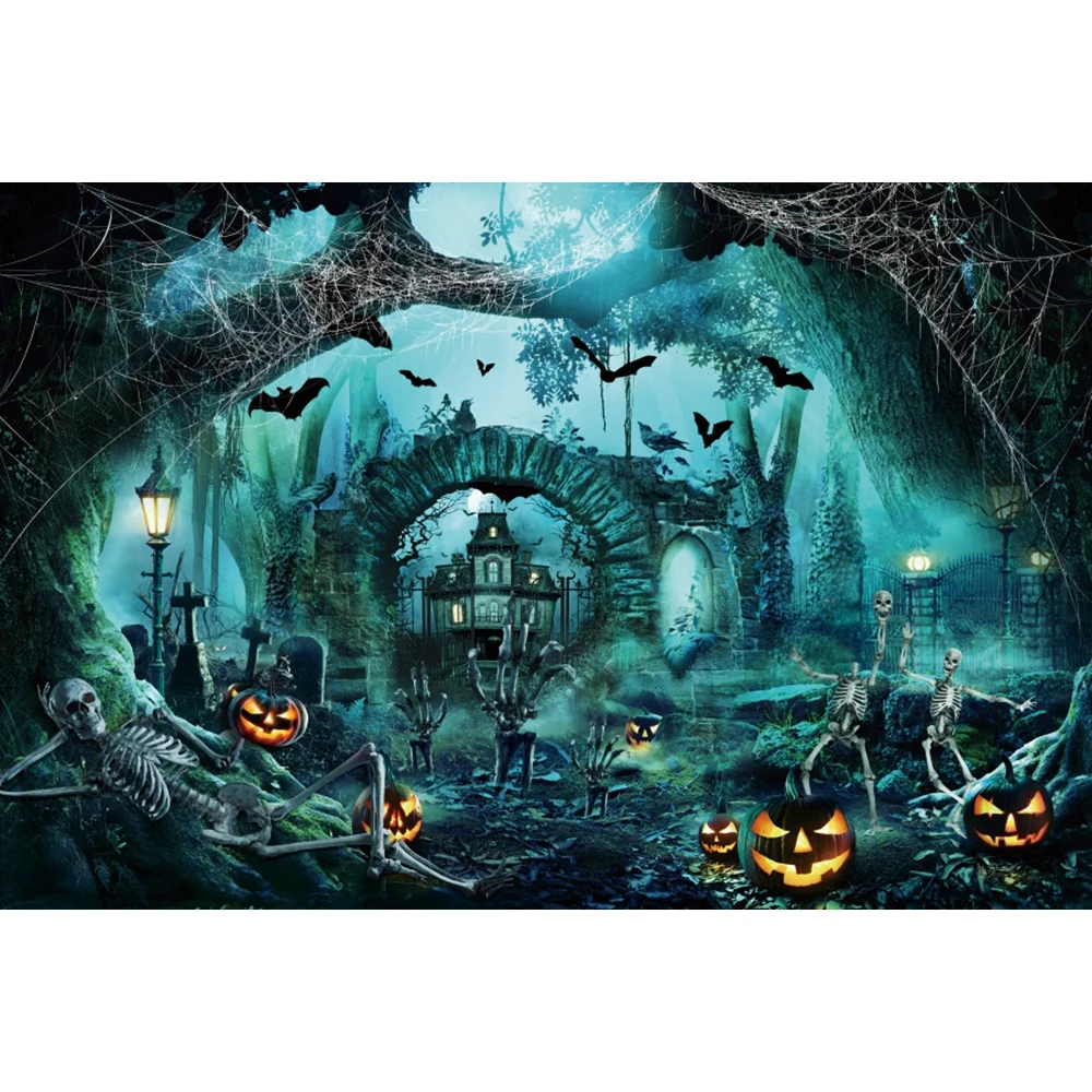 Luminora Sfondo Fotografico 2,15x1,5 M Con Fantasmi Di Halloween - Tessuto In Poliestere, Stampa Floreale Nera, Per Festa Di Compleanno E Decorazioni - 5