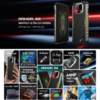 Ulefone Armor 22 8GB+256GB/128GB IP68/IP69K Rugged Phone 6.58 inch Android 13 MTK Helio G96 Octa Core 4G NFC Cellphon 2