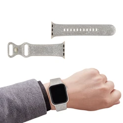 Silicone Bracelet Band for Smartwatch - Versatile and Stylish Strap Replacement (Bling Silver gold)