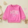 Citgeett Spring Matching Kids Baby Girls Sweatshirt Letter Bow Embroidery Mommy and Me Sweatshirt Comfortable Warm Tops 2