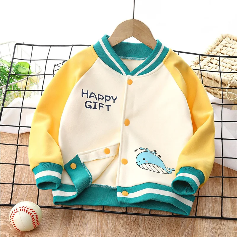 Children Padded Baseball Jacket Spring Autumn Outerwear Boys Girls Cartoon Fashion Coat Baby Casual Top Clothing