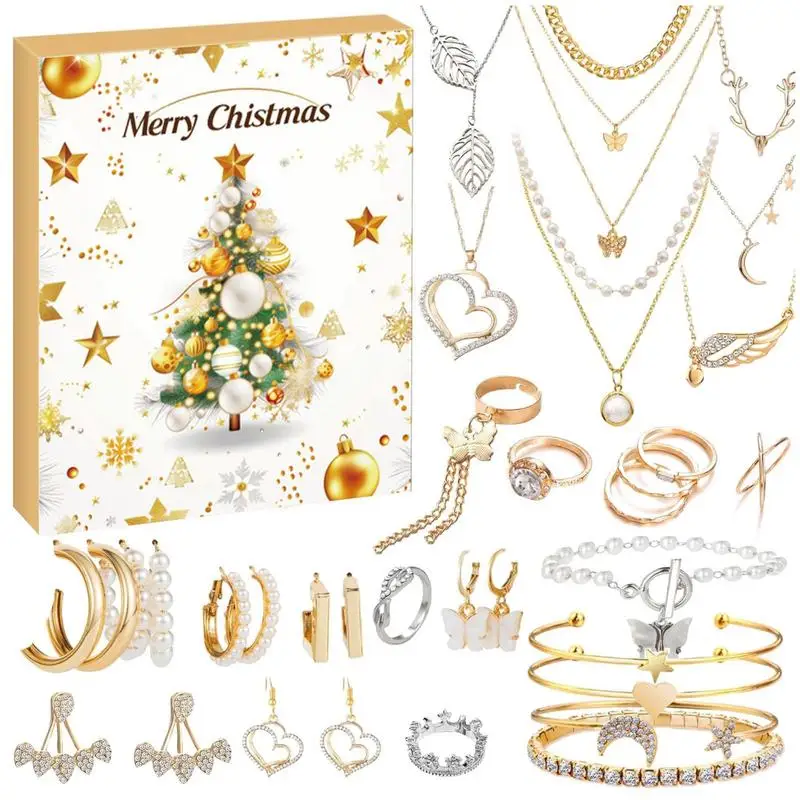 Christmas Advent Calendar Jewelry Kit Blind Box Party Decor Countdown Calendars Home Kids Supplies