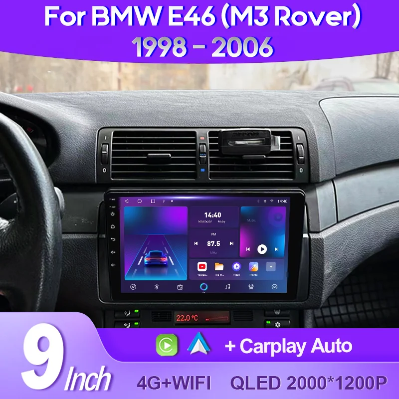 

QSZN For BMW 3-Series E46 M3 318/320/325/330/335 2K QLED Android 13 Car Radio Multimedia Video Player GPS AI Voice CarPlay 4G