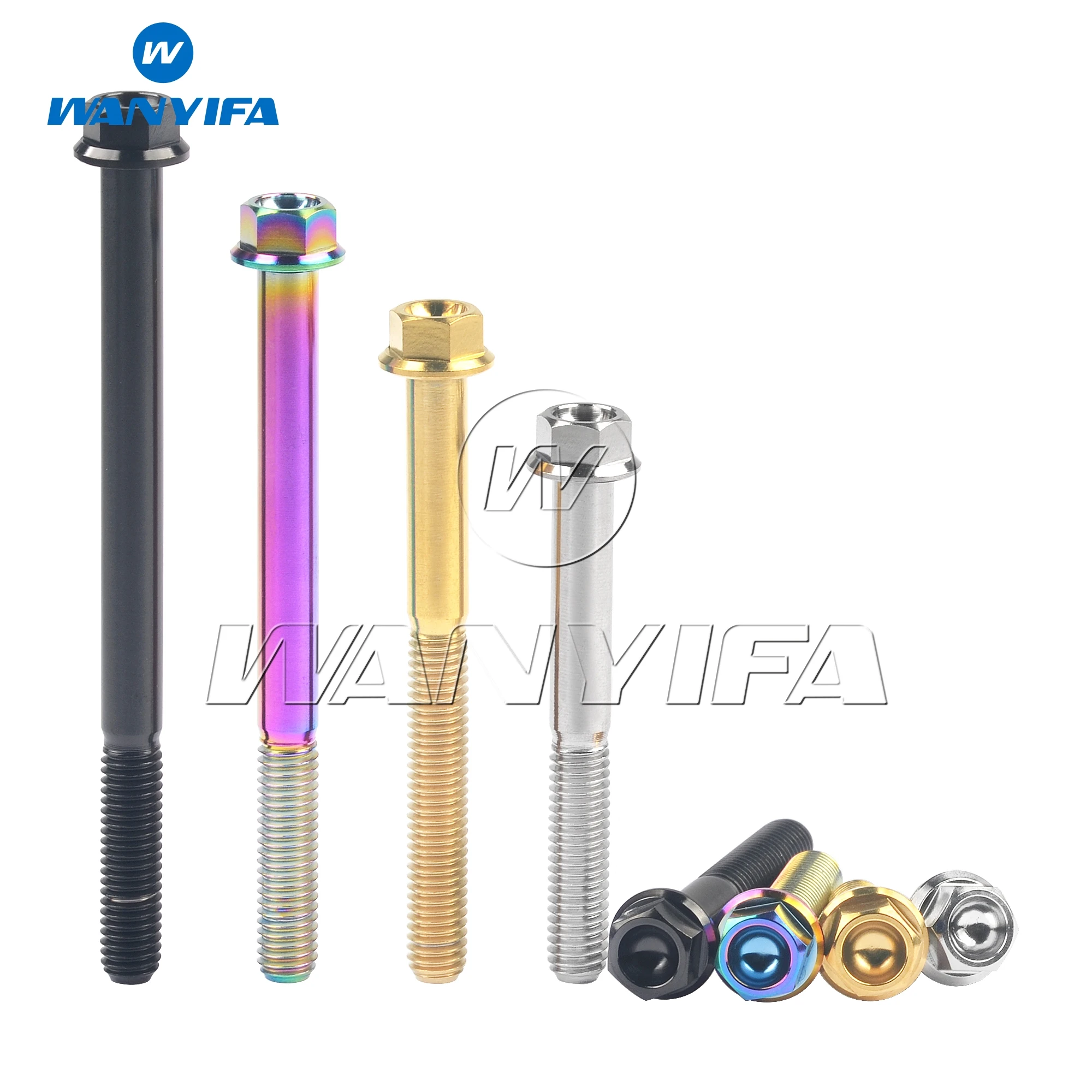 Titanium Bolt Flange Hex Head Screws Bicycle Motorcycle Car Wanyifa M6x10/15/20/25/30/35/40/45/50/55/60/65/70/75/80/90/100mm titanium bolts hexagon head screw hexagonal flange bolts