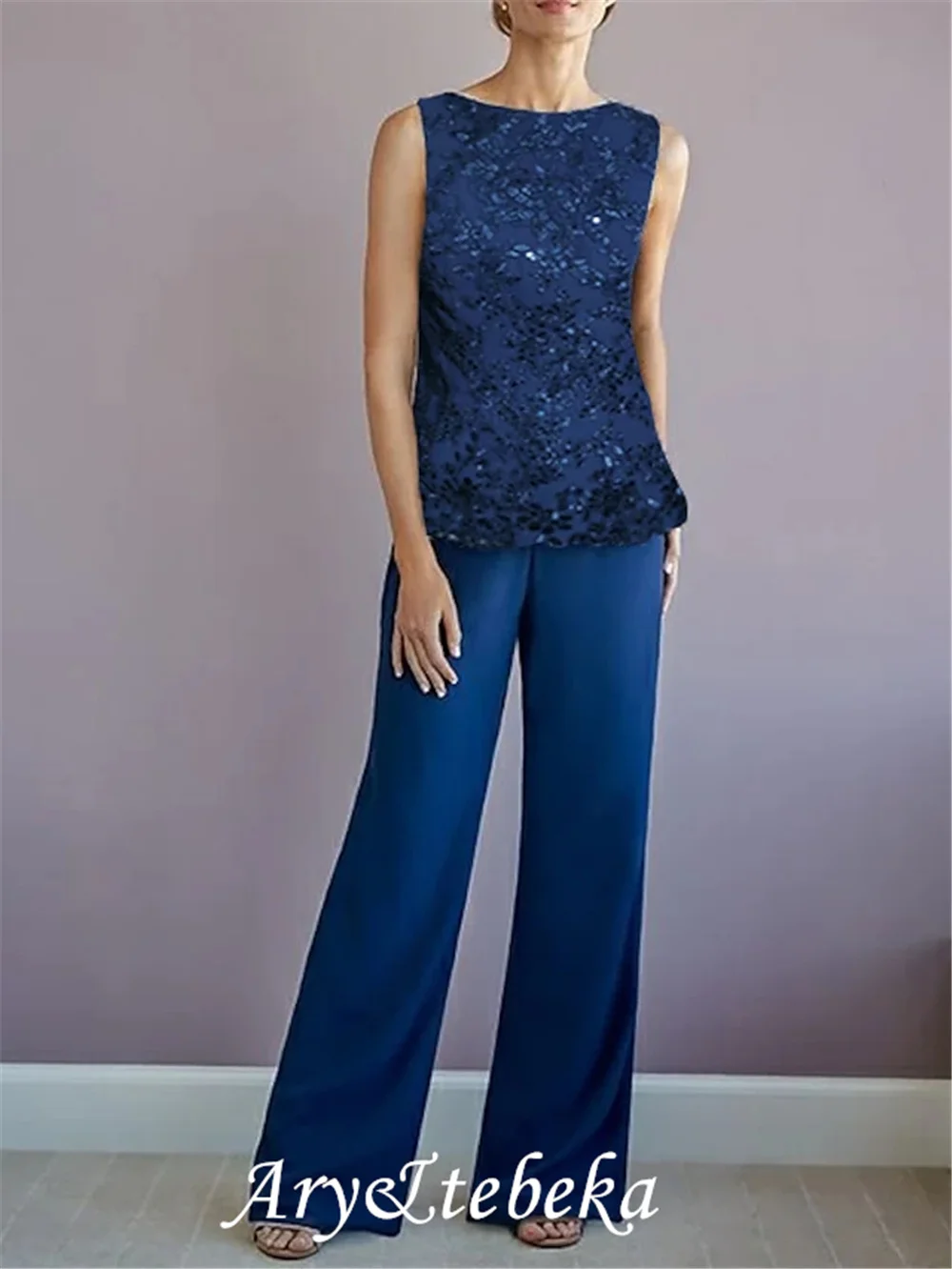 Jumpsuit Mother of the Bride Dress Wrap Included Jewel Neck Floor Length Chiffon Long Sleeve with Appliques