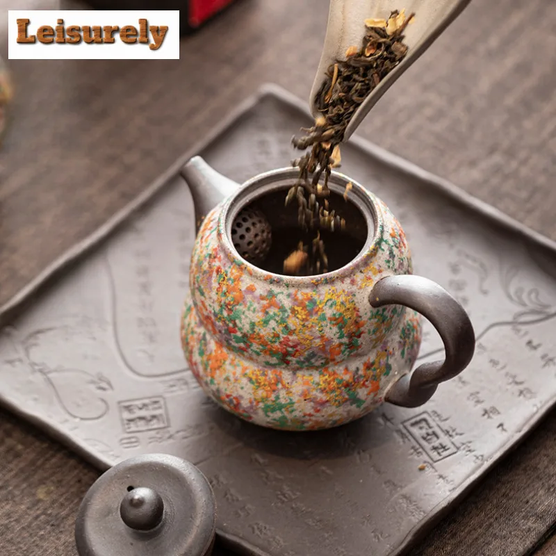 200ml Fortune Teapot Boutique Tea Infuser Pot Tea Soaking Kettle With Ball Hole Chinese Tea Tableware Ornaments Collection Craft