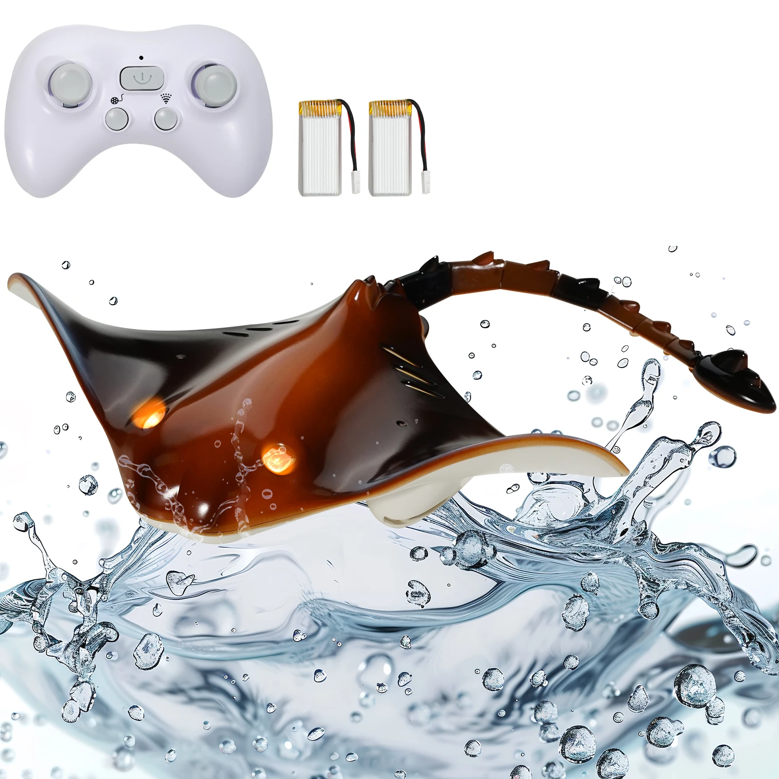 Waterproof RC Manta Ray Toy with LED Lights for Kids
