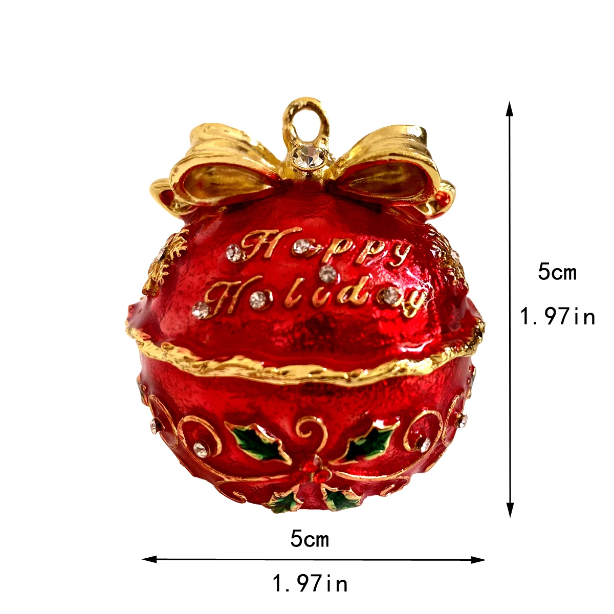 Hinged Xmas Jingle Bell Trinket Box With Crystals Figurines Hand-painted Jewelry Ring Holder Christmas Tree Hanging Decor Gift 6