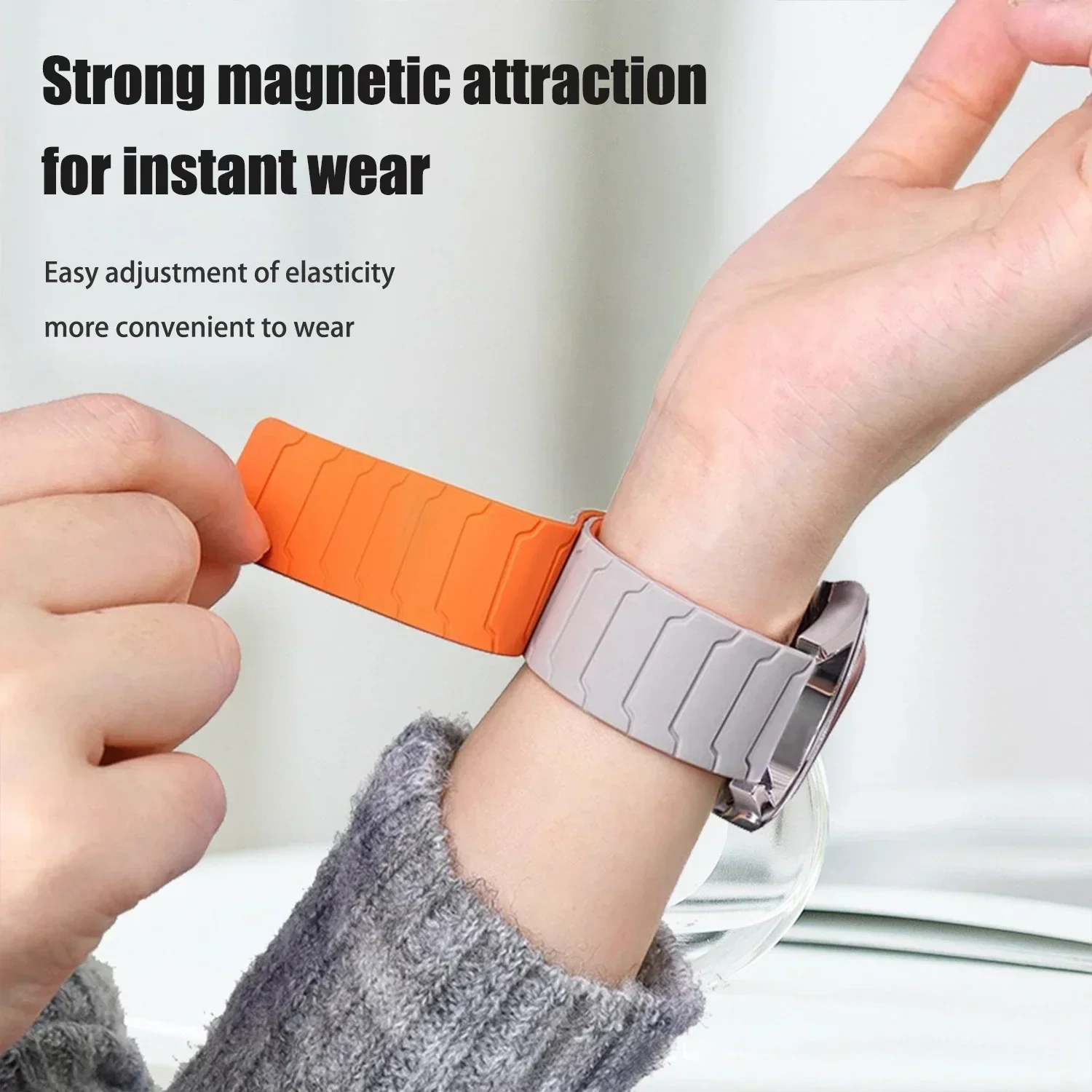 Magnetic Silicone Watch Band - Versatile 20-22mm Strap, Loop, Bracelet with Adjustable Closure