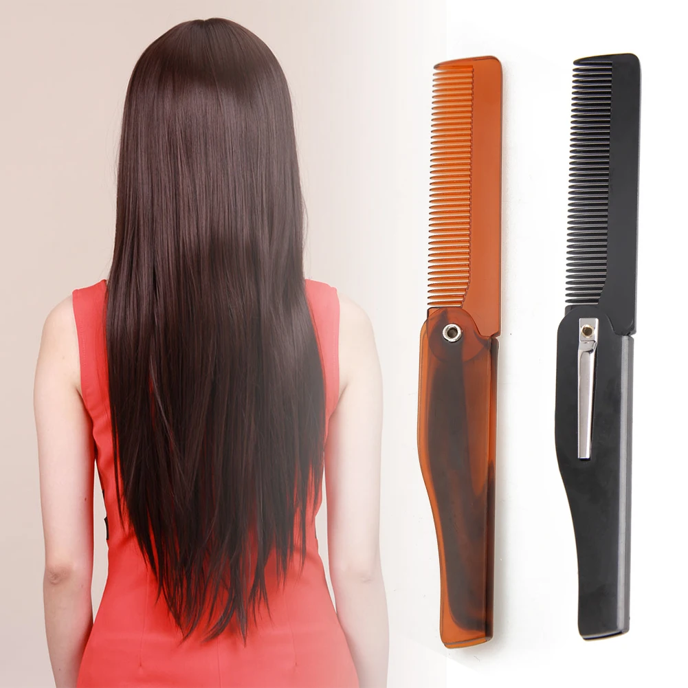 Folding Mustache Comb Small Beard Comb Portable Plastic Hair Comb Knife Shape Pocket Comb Fine Tooth Comb for Barbers Tools