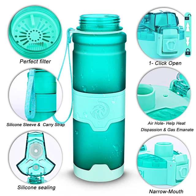 1PC 1000ml BPA Free Leak Proof Sports Water Bottle With Time Marker High Quality Tour Hiking Portable My Favorite Drink Bottles 5