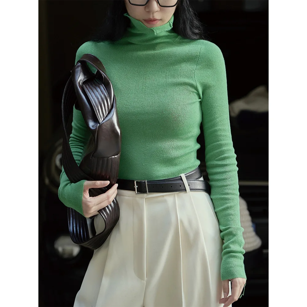 

Korean Style Ladies Slim Turtleneck Wool Blend Knitwear Sweater Women Warm Casual Bottoming Pullover Top Winter New