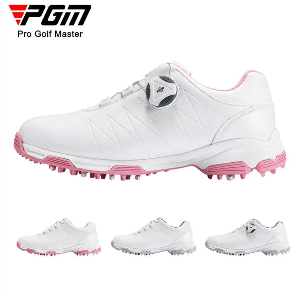 Pgm Women Golf Shoes Waterproof Lightweight Knob Buckle Shoelace