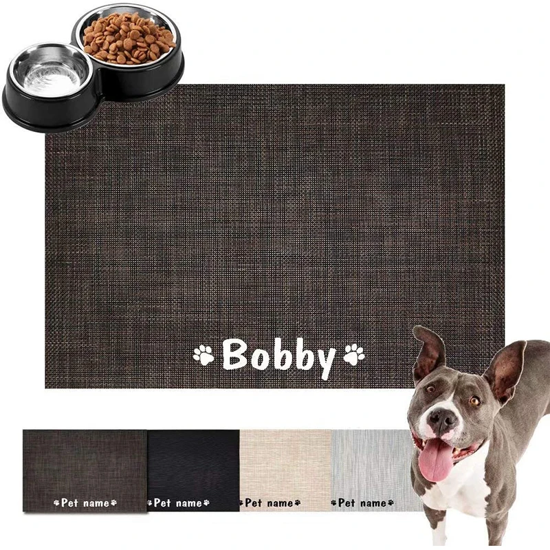 Customized Cat Dog Bowl Mats for Food and Water Personalized Pet