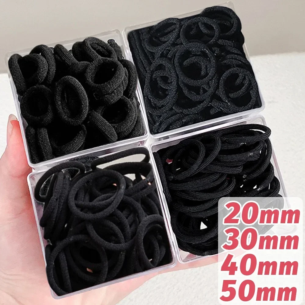 

2/3/4/5cm High Elastic Hair Ropes Women Girls Black Basic Simple Rubber Headband Hair Bands Ties Ponytail Holder Accessories