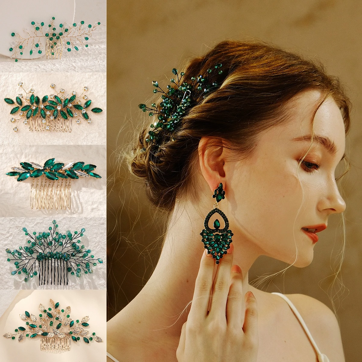 TseenYi Accessori per capelli da sposa Fermagli per capelli con strass, forcina, perle di cristallo, forcine capelli, gioielli donne ragazze, abito sposa, copricapo, damigella d'onore(oro