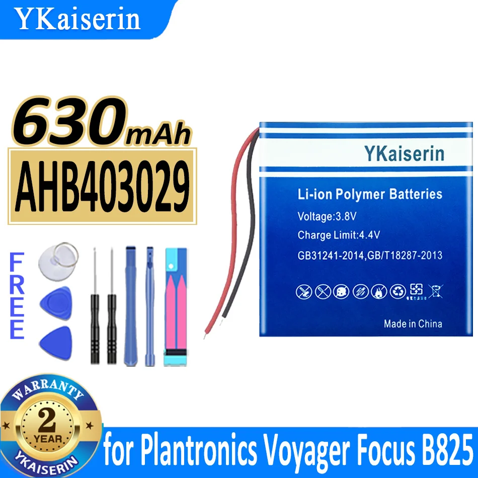 Batteria Ykaiserin 630Mah Ahb403029 (403029 2 Linee) Per Plantronics Voyager Focus B825 Auricolare Bateria