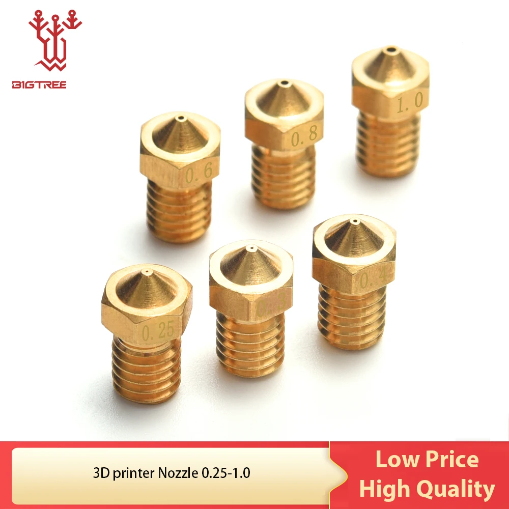 

BIQU 3D printer Nozzle 3D V6&V5 J-Head M6 brass nozzle extruder nozzles 0.2/0.25/0.3/0.4/0.5/0.6/0.8/1.0 mm For 1.75mm