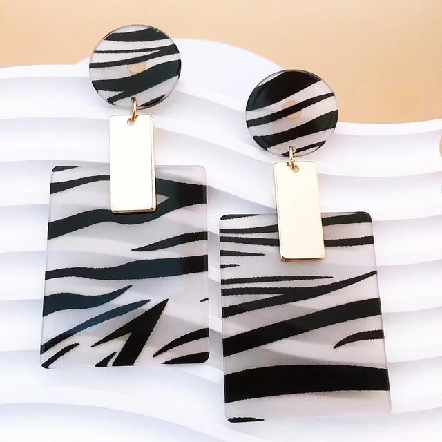 New Fashion Acetic Acid Square Earrings for Women 2024 Punk Exaggerated Geometric Beach Vacation Holiday Earrings 3