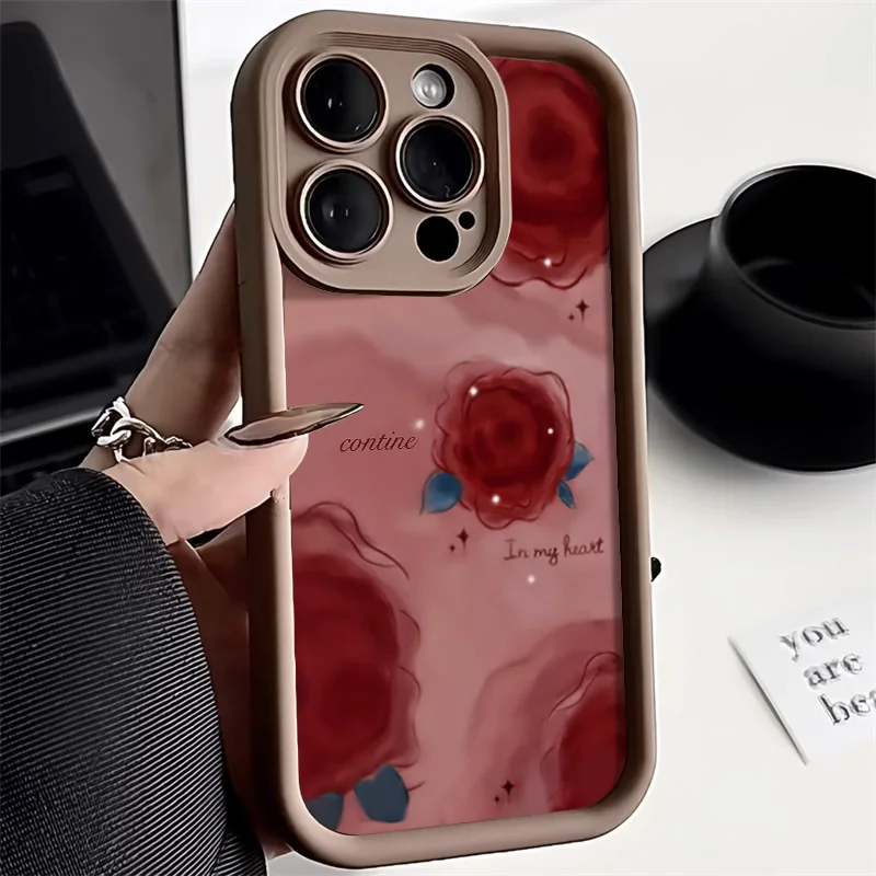 Elegant Rose Flower Candy Color Soft Silicone Phone Case Cover