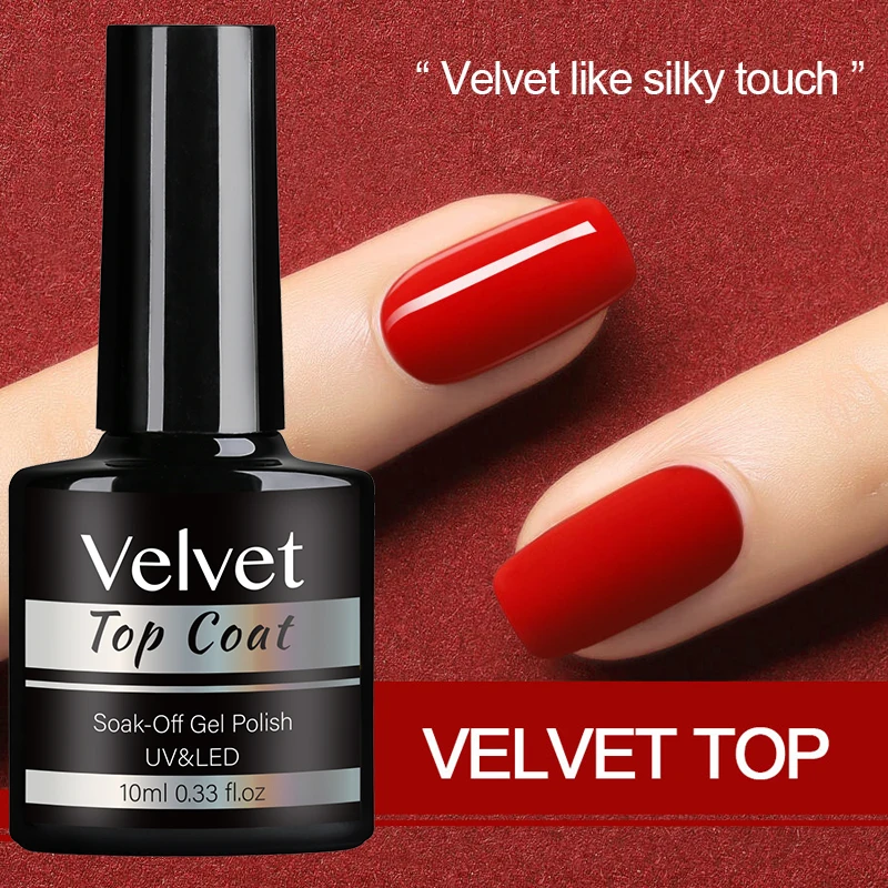 NAILCO 10ml Transparent Velvet Top Coat Gel Polish Nail Art Matte Top Base Semi Permanent Gel Varnish Blooming Coat No Wipe