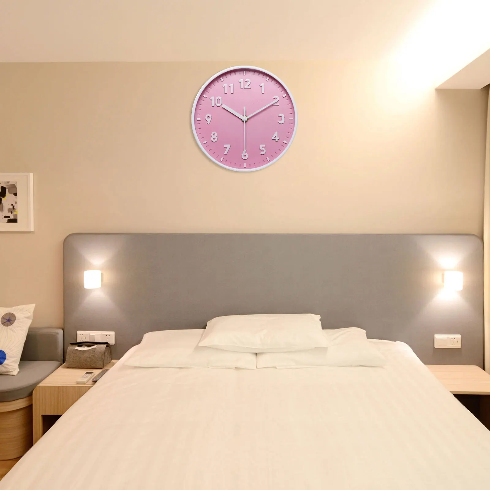 8-Inch 3D Number Wall Clock – Silent Quartz, Non-Ticking, Battery Operated, Decorative Pink 5