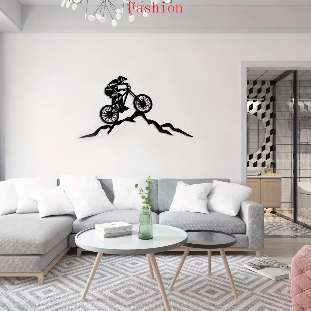 

Mountain Biker Metal Wall Art Fade Resistant Rust Free Aluminum Composite Home Decor Iron Art Livingroom Decoration Wall Sticker