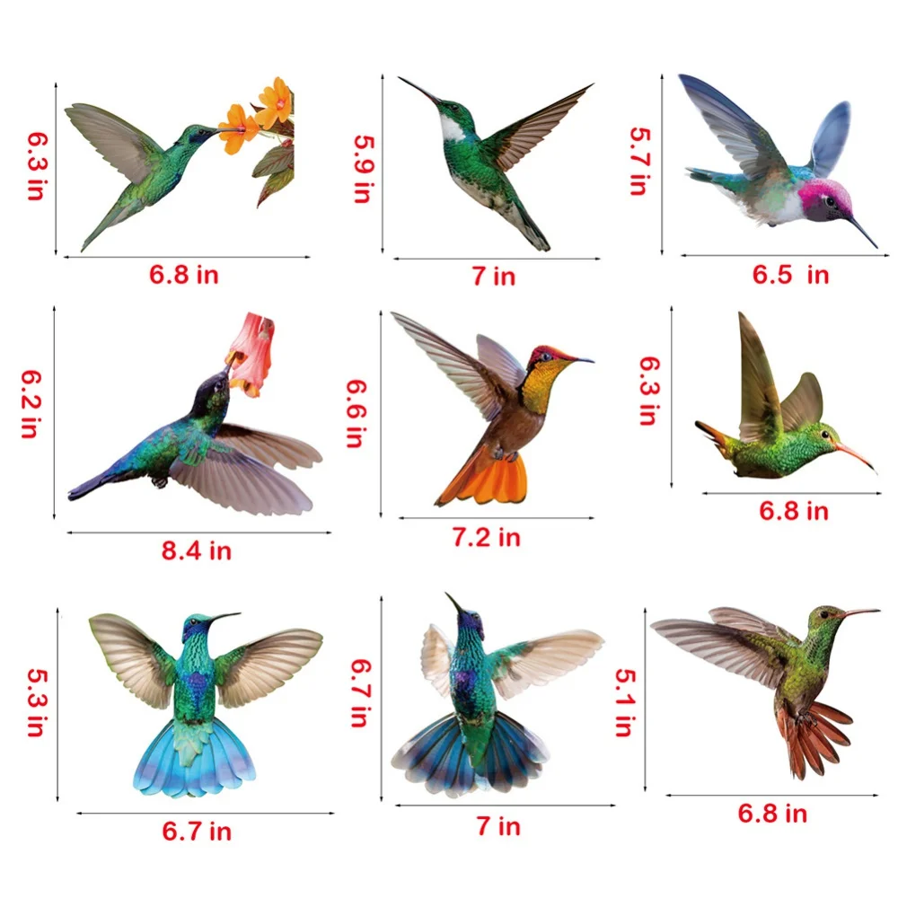 Hummingbird Window Clings 19pcs PVC for Alerting Birds