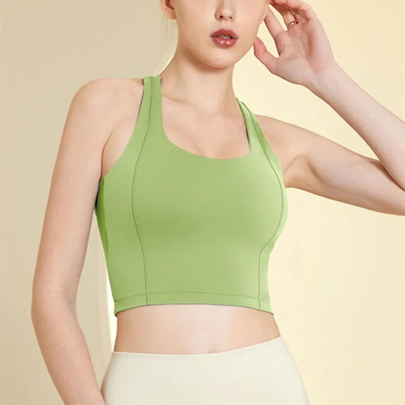 

YUSHUHUA Sexy Yoga Tank Tops Women Fitness Top High Shockproof Sport Bras Wide Shoulder Strap Sport Gym Training Tops Cross Back