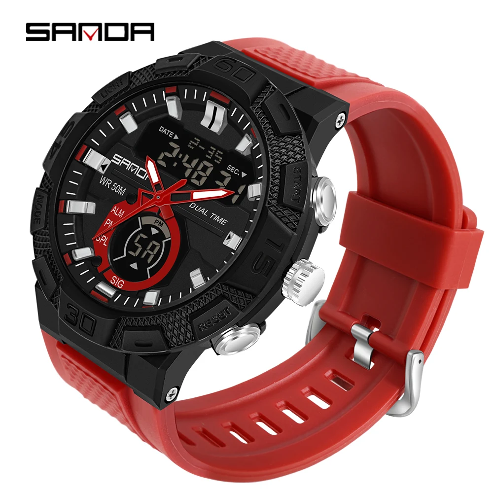 SANDA Man Watch Water Resistant Watches Digital Boy Wristwatch Luxury Original Consumer Electronics Digital Clock Chronograph new original ad5761rbruz rl7 ad5761rbruz ad5761r ad5761 tssop16 16 bit dac chips electronics