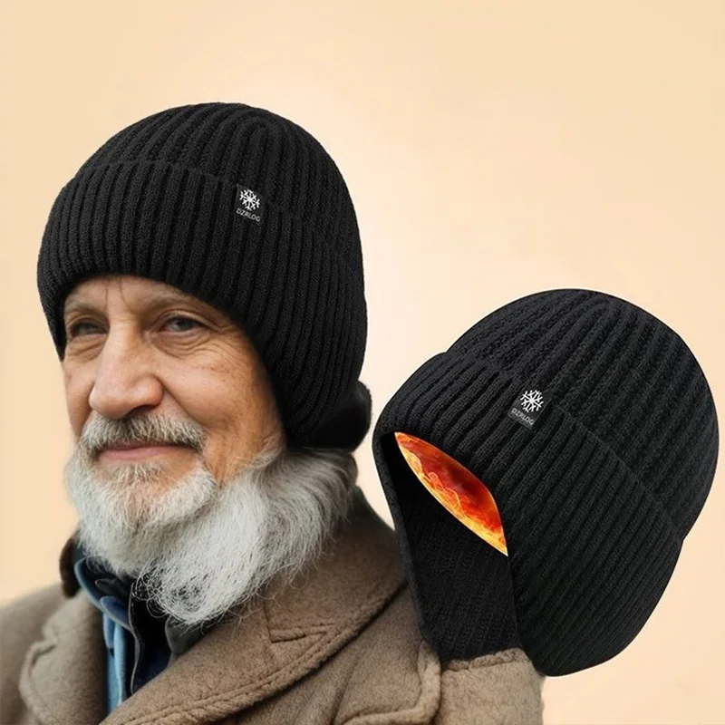 

1PC Unisex Woolen Yarn Hat Scarf Set Design Knitted Muffler Fleece Lining Caps Solid Color Winter Thickened Warm Outdoor