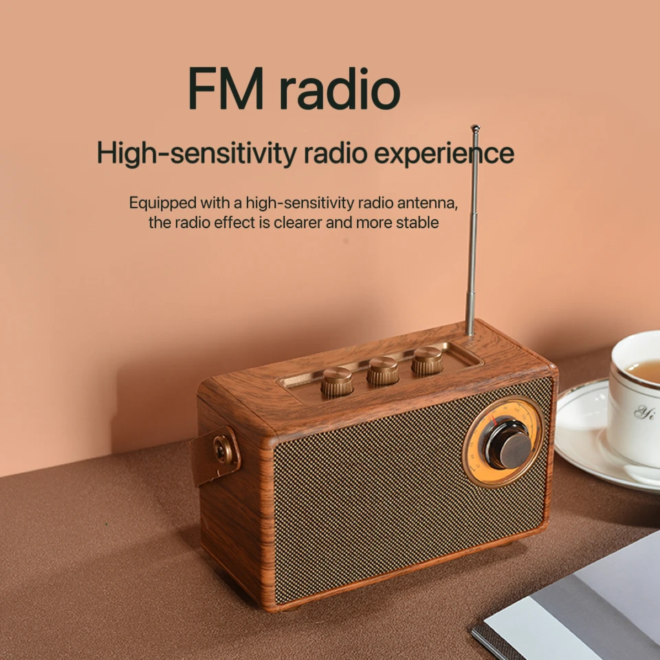Retro Portable Wireless Bluetooth Speaker High-Quality Powerful Stereo Sound Box Vintage FM Rechargeable MP3 Player_voghion.com