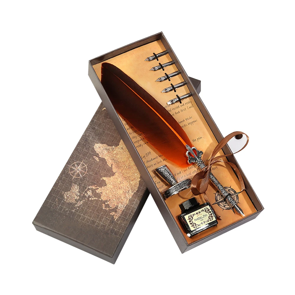 Silky Fountain Pen European Style Retro Feather Pen Graduation Birthday Office Signature Gift Calligraphy Stationery