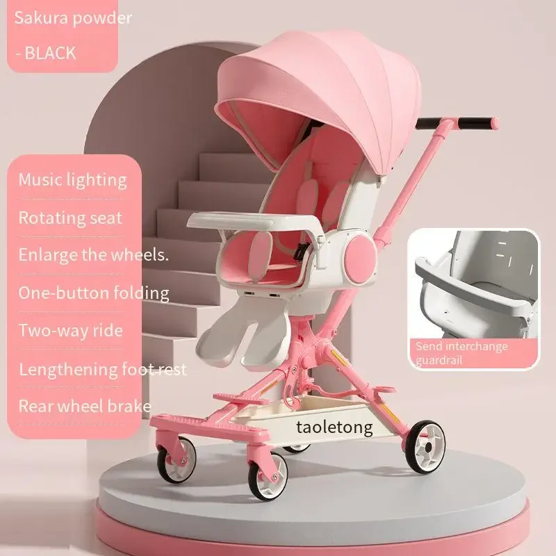 

Ultra Lightweight Stroller High Landscape Foldable Travel Stroller Newborn Baby Two-way Swivel Seat Adjustable Baby Stroller