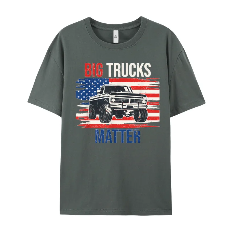 Gift IdeaHip hop Short Sleeve Tees VALENTINE DAY Latest O-Neck 100% Cotton T Shirts Youth T Shirts Funny Big Trucks Matter Love  Funny Big Trucks Matter Love Lifted Truck American Flag Gift T-Shirt__20255 carbon