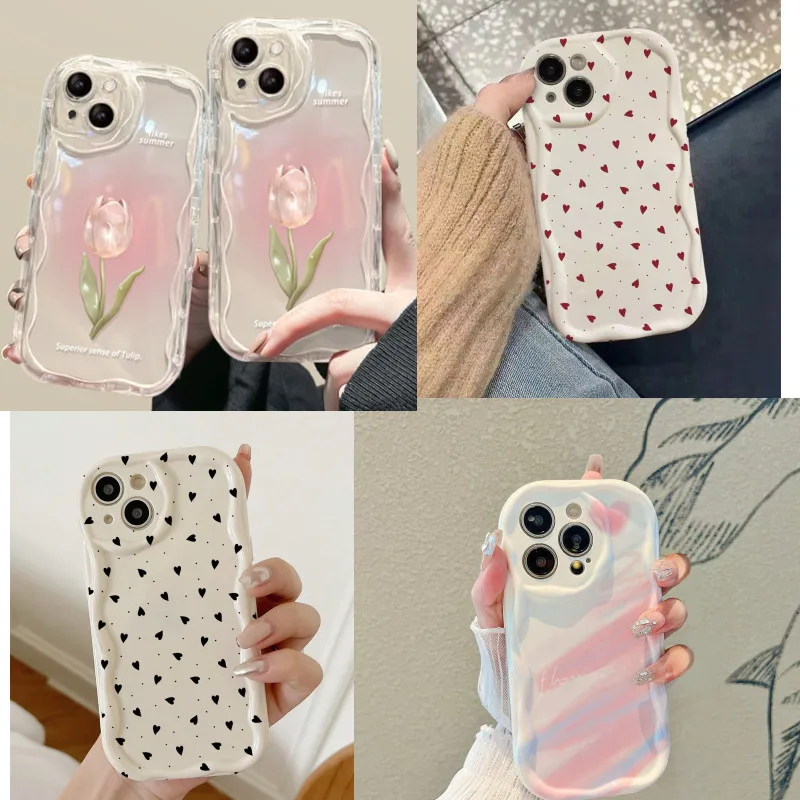 Love Heart Sunflower Smile Bracket Case Per Samsung A54 A04 A13 A04 A14 A22 A23 A30 A31 A32 A33 A50 A52 A53 A04E Soft Wavy Cover