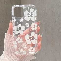 White Floral Clear Shockproof Phone Case with Airbag Protection - iPhone 12 (1)