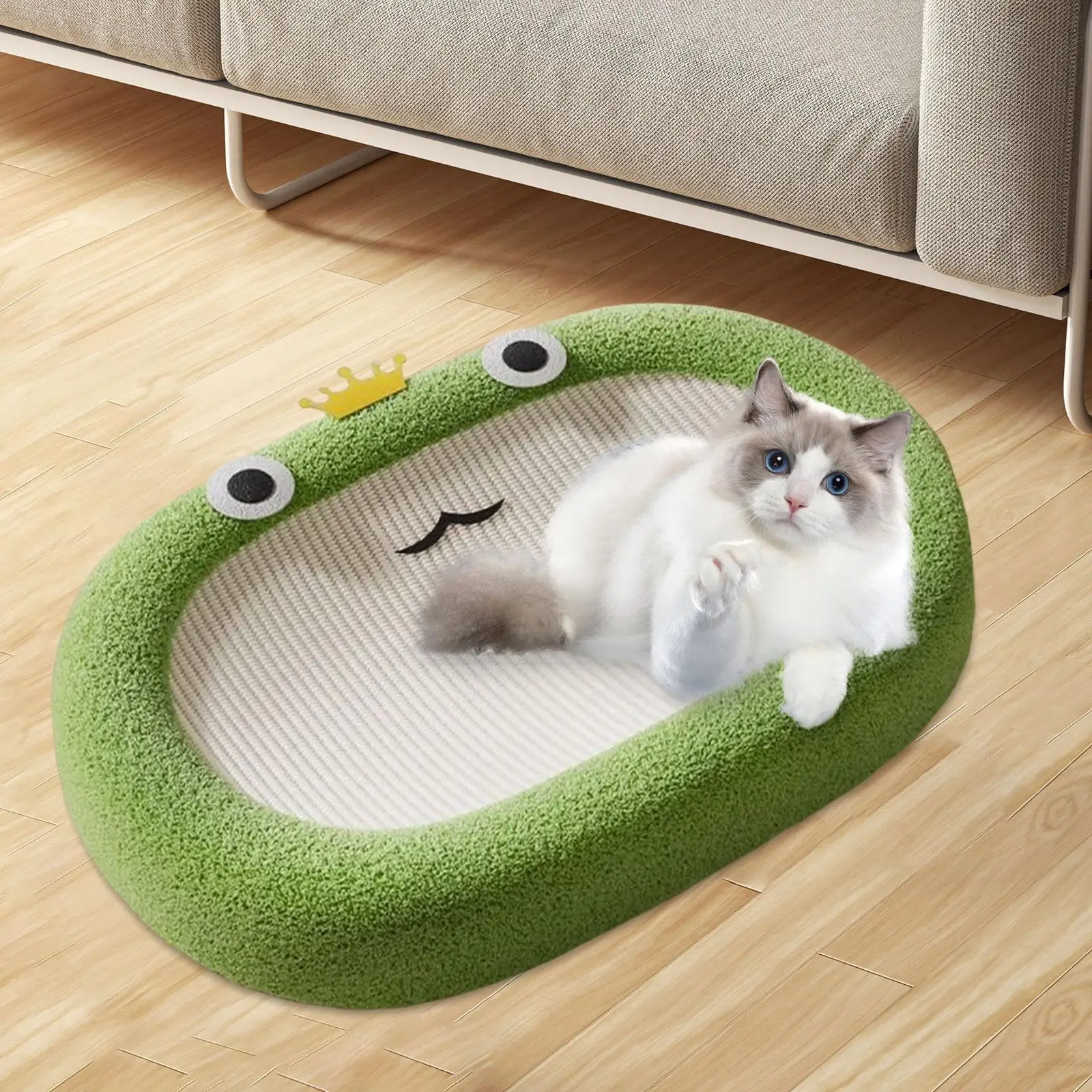 Cat Scratcher Cat Scratching Board Pet Bed Sisal Sturdy Cat Couch Accessories Oval Frog Design Cute Lounge for Training