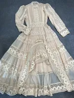 فستان نسائي مطرز VGH بفتحات واسعة وأكمام طويلة وخصر عالي فساتين نسائية أنيقة جديدة 1