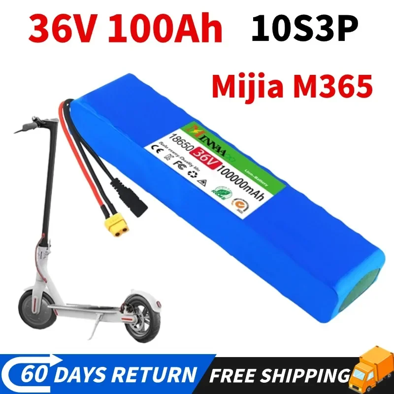 

Сменный литий-ионный аккумулятор 10S3P 36 в 100 Ач для электровелосипеда Xiaomi M365 Pro, скутера с 20A BMS