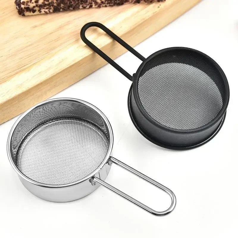 Fine Mesh Flour Sieve with Handle Reinforced Frame Round Baking Sifter Stainless Steel Powder Flour Drainer Kitchen Tool