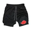 2025 Men's 2 in 1 Workout Fitness Running Anime Print Performance Shorts Athletic Compression with Towel Loop Pockets Gym 2