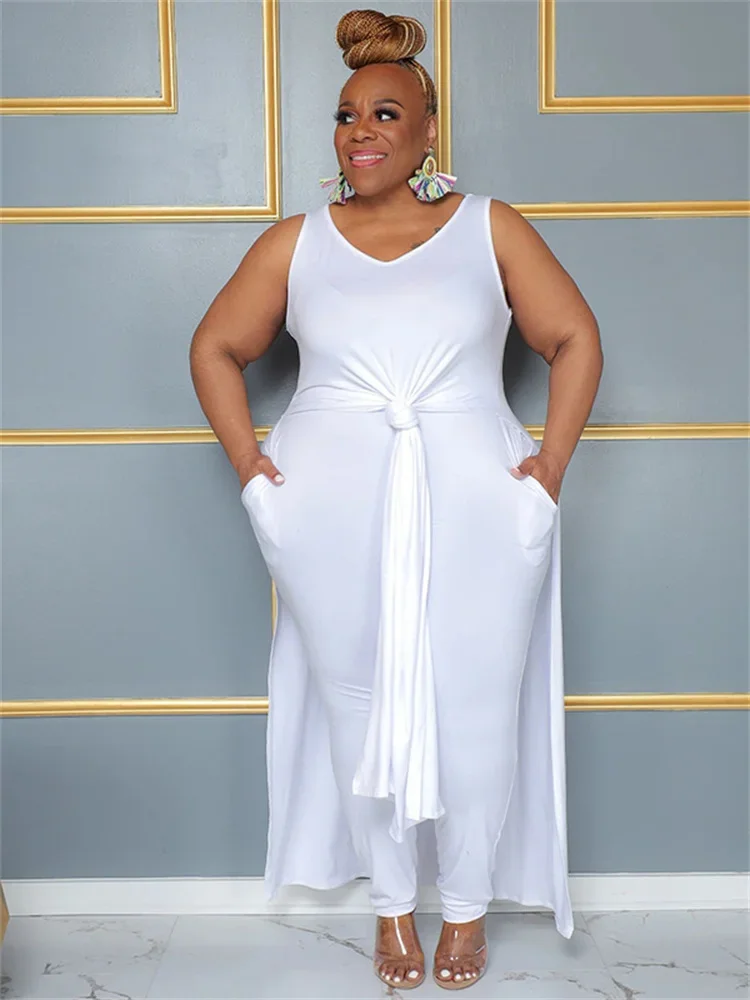 Wmstar Plus Size Women Clothing Dress and Pants Sets Long Top and Leggings Pockets Solid Two Piece Sets Wholesale Dropshopping