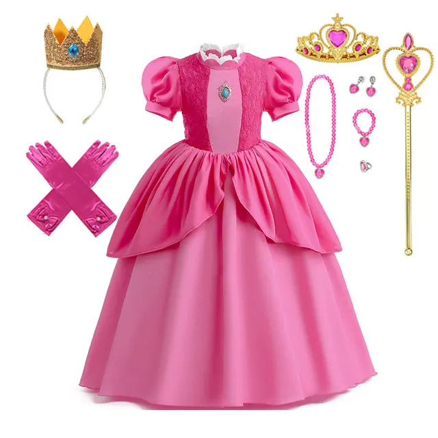 thumbnail image 1 of Vestido de princesa melocotón para niña, ropa de actuación de escenario para niños, Carnaval, fiesta de cumpleaños, Festival de revelación, disfraz de Cosplay, 1 of 5