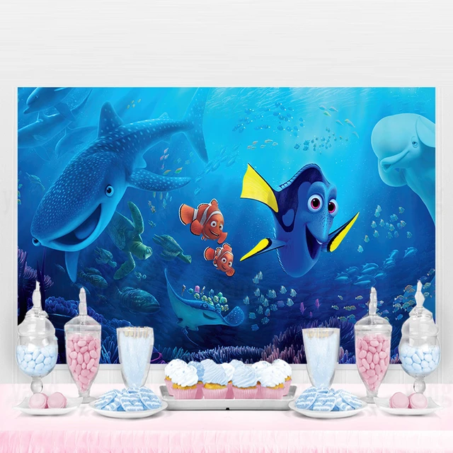 Disney Cartoon Finding Nemo Dory Bloat Undersea Backdrop Party Vinyl  Background 1st Boys Birthday Party Decoration